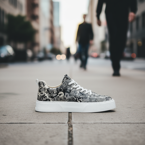 Baskets décontractées pour hommes à motif animalier imprimé, semelle épaisse, à lacets, bout rond, tendance mode, chaussures de marche toutes saisons, tige en tissu - Product Image 2