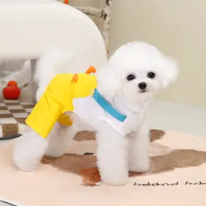 Lindo pato amarillo mascota perro pantalones ropa cachorro traje perro mono ropa