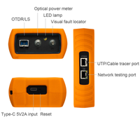 Testeur de fibre optique OTDR portable avec écran tactile IPS de 4 pouces, source laser OPM VFL, test de câble réseau TDR et fonctions de multimètre