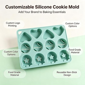 OEM Heart Shape <b>Silicone</b> Cake Mold 12-Cavity <b>Baking</b> Tray for Chocolate Jelly Soap Cupcakes Eco-Friendly Dishwasher Safe Food - Product Image 2