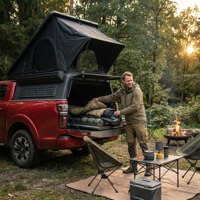 Caja de Carga Trasera Enrollable de Aluminio Estilo Táctico con Cierre Manual Impermeable para Toyota Revo Rocco 4WD Edición Negra