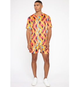 เสื้อยืดและชุดสั้นสำหรับผู้ชายชุดเสื้อผ้าคู่ทำจากผ้าฝ้าย - Product Image 1