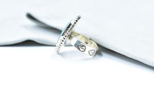 Vintage Wedding Mojave Turquoise & Sterling <b>Silver</b> <b>Adjustable</b> <b>Ring</b> Statement <b>Ring</b> for Women - Product Image 3