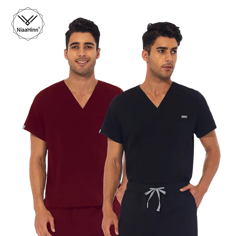 2023 In Stock Fast Delivery High End Polyester Rayon Spandex TRS Stretchy Men's Nursing Medical Scrub Sets Jogger Pants