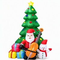 Père Noël gonflable lumineux à LED, arbre de Noël avec guitare, bonhomme de neige décoratif et boîte cadeau – Vente chaude