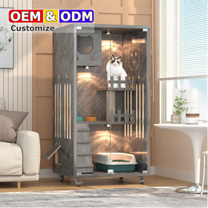 Yüksek kaliteli çok katmanlı lüks masif ağaç kedi evi çevre dostu nefes evcil hayvan taşıyıcı küçük hayvanlar yükseltilmiş kedi kafes Villa - Product Image 2