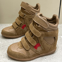 Chaussures montantes invisibles pour femme, nouvelle collection automne 2025, à bout velcro, sport décontracté, randonnée, en cuir synthétique et daim