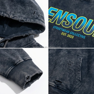 Sweat-shirt à capuche zippé pour homme, motif à carreaux, imprimé graffiti, effet vieilli, délavé à l'acide, éclaboussures de peinture, streetwear, mode urbaine personnalisée - Product Image 2