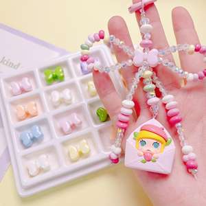 Accessoires de chaîne de téléphone portable faits à la main dessin animé mignon DIY Trou droit Acrylique Perles en vrac Lucite Matériaux de fabrication de bijoux - Product Image 2