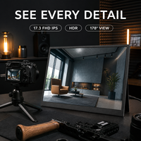 Monitor Portátil FHD IPS de 17.3 Pulgadas para Videovigilancia con Altavoces Duales y Soporte de Escritorio, Monitor para Juegos
