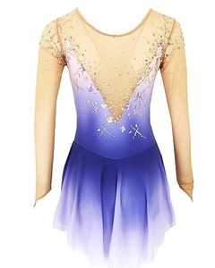 Robe de patinage artistique à manches longues, jupe <span class=keywords><strong>tutu</strong></span> en maille nude, tenue de performance pour enfants, <span class=keywords><strong>pas</strong></span> <span class=keywords><strong>cher</strong></span> - Product Image 3