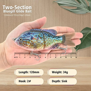 Esca <span class=keywords><strong>Artificiale</strong></span> Bluegill a Giunto Singolo con Coda in Fibra, Realistica e con Azione di Scivolamento, Corpo Trasparente - Product Image 5