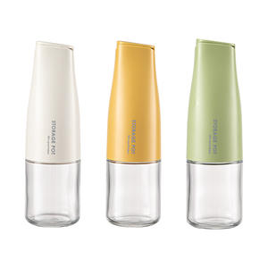 Juego de botellas de aceite de vidrio para cocina, recipiente de almacenamiento resistente a goteo, a prueba de fugas, con apertura automática, forma cilíndrica, 3 colores - Product Image 1