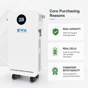 Солнечная система SWA ENERGY 16 кВт·ч 48 В для автономного энергоснабжения, модульный литий-железо-фосфатный аккумулятор 51,2 В 314 А·ч 16 кВт для домашнего резервного хранения энергии - Product Image 2