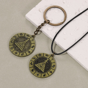 Collar <span class=keywords><strong>con</strong></span> colgante de personaje de Piglet y Dipu de Gravity Falls, estilo vintage europeo y americano, <span class=keywords><strong>con</strong></span> <span class=keywords><strong>cadena</strong></span> de cuerda y llavero colgante - Product Image 2