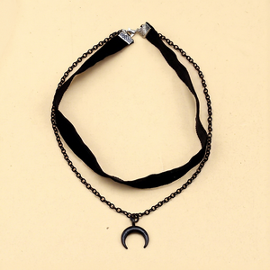Fashion Chokers <b>Necklace</b> Black Moon Pendant Zinc Alloy Multi Layer Party Jewelry Geometric Design X1-691 Unisex - Product Image 3