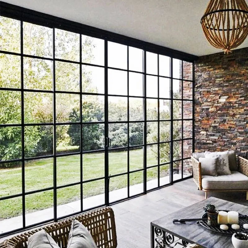 Ses yalıtımı ısı yalıtımı villa özel üçlü camlı pencereler renkli cam fransız çelik pencereler evler için
