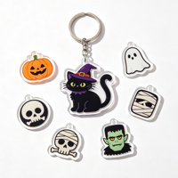 Porte-clés en acrylique Mummy Halloween, porte-clés mignons de dessin animé, cadeaux en gros