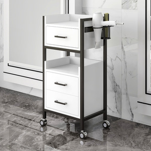 Chariot de Salon en Bois Écologique Simple et Très Vendu avec Tiroirs, Design à 4 Roues pour Salon et Salle de Bain, Chariot de Beauté et Pédicure - Product Image 4
