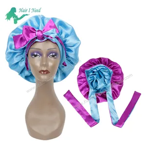Bonnet soyeux pour les cheveux, tressage personnalisé, couvre-chef réversible pour Hijab avec foulard à bord, Bonnets Double couche et enveloppes en Satin avec Logo, 50 pièces