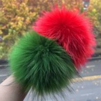 Pompons en fourrure de raton laveur véritable de haute qualité, 15 cm, boules de pompons en fourrure moelleuse pour vêtements, vente chaude, pompons en fourrure de raton laveur détachables à clipser
