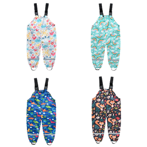 Niño niños niñas lluvia <span class=keywords><strong>de</strong></span> dinosaurio pantalones a prueba <span class=keywords><strong>de</strong></span> viento impermeable lodo mono ropa peto para exteriores Pantalones - Product Image 1
