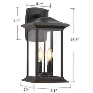 Esterno <span class=keywords><strong>2</strong></span> luci parete lanterna applique, lampada esterna con montaggio a parete con vetro trasparente, Patio/portico esterno, porta d'ingresso - Product Image 2