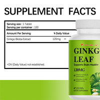 Comprimés d'extrait de Ginkgo Biloba - 100 unités végétaliennes - Complément alimentaire à base de plantes pour le soutien cérébral