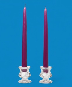 Magnifiques bougies coniques en cire de soja et paraffine, violet foncé, faites à la main, parfum rose, sans fumée, avec verres assortis, pour mariages et Noël - Product Image 2