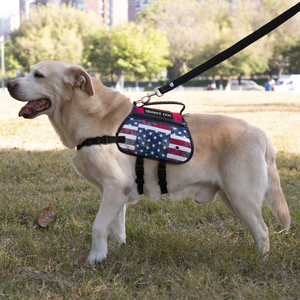 เสื้อกั๊กสายรัดสุนัขบริการสัตว์ธงชาติอเมริกันระบายอากาศได้กระเป๋าหนังไนล่อนมีซิปกระเป๋าแฟชั่น - Product Image 2