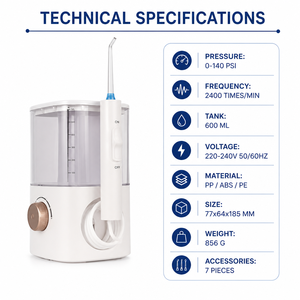 Hydropulseur buccal pour comptoir de cuisine, hydropulseur familial puissant avec buse rotative à 360°, blanc - Product Image 2