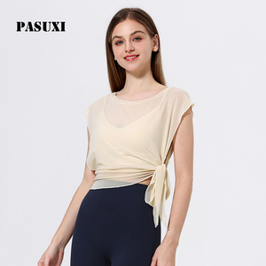 PASUXI New Gym Apparel 2 Pieces Active Wear Suits Sports Mesh Bra Yoga Wear Sleeveless Soft Running Quick-Drying Sportwear