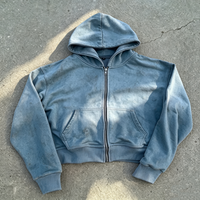 Sweat à capuche zippé de haute qualité, effet délavé soleil, personnalisable avec impression DTG, fabriqué en Chine pour les marques
