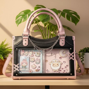 Sac fourre-tout Itabag en gros, style Cool Girl, avec garniture contrastante et double chaîne métallique intégrée - Product Image 1