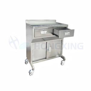Red Star Stainless Steel Anesthesia Cart 655x420x830mm Double Drawer Hospital <b>Trolley</b> - Product Image 1