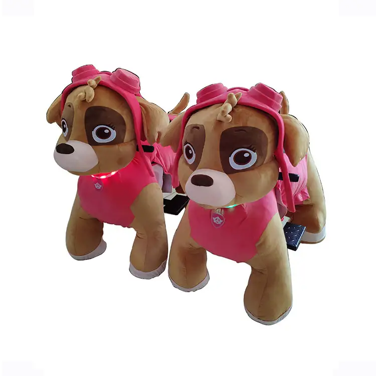 Kids plush dog riding battery powered walking animal rides electric mall rides with wheel