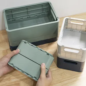 Grosir kotak peti lipat PP plastik ukuran kecil kotak dapat ditumpuk portabel untuk penyimpanan
