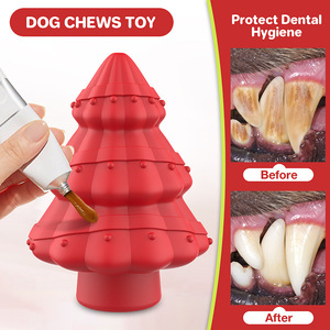 Juguete para masticar para perros, forma de árbol de Navidad, de caucho natural verde, con sonido para la dentición, para perros - Product Image 4