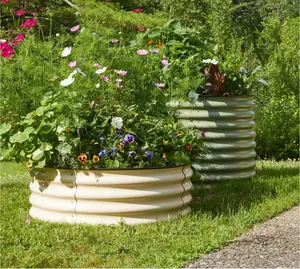 Kit de cama de jardín de Metal grande Land Guard, cajas de macetas galvanizadas esmaltadas, verduras al aire libre, cama de jardín elevada ovalada de estilo rural