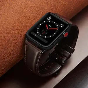 苹果手表系列7 5 6 4 SE疯马图案皮革表带