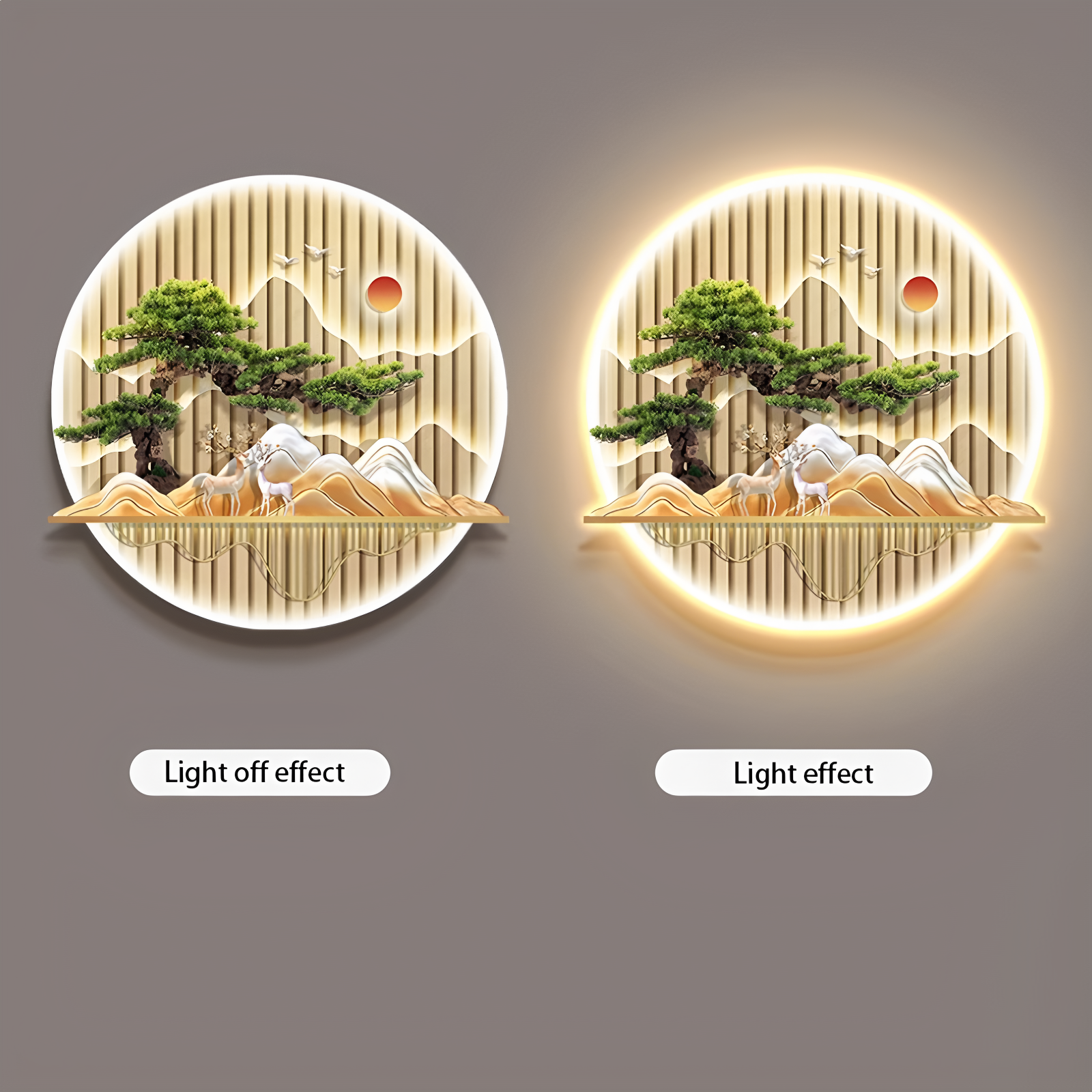 Fashion Interior Decoration LED Welcome Pine Decorative Painting Chinese Corridor Living Room Tea Room Art Decor Painting · image 2