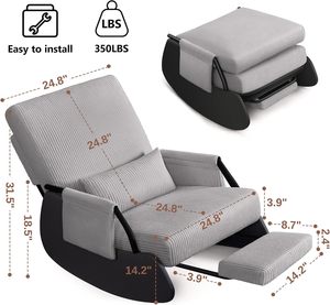 Hiện đại bọc Rocking <span class=keywords><strong>Chair</strong></span> tàu lượn có thể điều chỉnh tựa lưng bên túi chân phần còn lại thiết kế tiện dụng cho phòng khách - Product Image 2