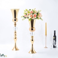 Support de fleurs en métal doré en forme de trompette, vase pour centre de table de mariage, arrangement floral argenté pour allée de mariage