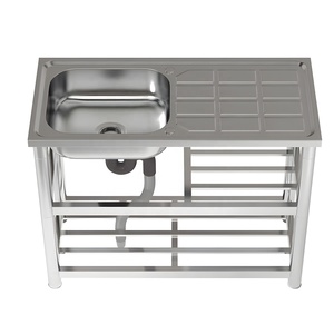 Lavello Portatile Smontabile in Acciaio Inox a Vasca Singola Autoportante Non Poroso per Giardino Cucina <span class=keywords><strong>Bagno</strong></span> per Uso Esterno/Interno - Product Image 2