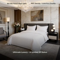 Parure de lit de luxe 80S*80S 400T 100% coton pur blanc uni pour hôtels et complexes haut de gamme cinq étoiles – Commandes en gros
