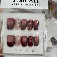 Uñas Postizas Decorativas 3D, Diseño Aleatorio, 10 Piezas/Juego, Uñas Postizas Bonitas para Mujeres Jóvenes
