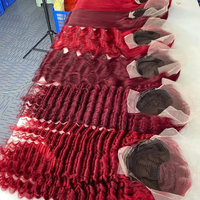 99J Bourgogne Bouclés 13x6 HD Dentelle Frontale Perruque Cheveux Humains Couleur Rouge Vague Profonde Dentelle Avant Perruque 30 32 34 Pouces 4x4 Dentelle Fermeture Perruques
