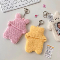 Porte-clés en peluche et caoutchouc motif dessin animé mignon, étui souple pour cartes d'identité, porte-cartes photo, breloque de sac, cadeau pour collectionneurs