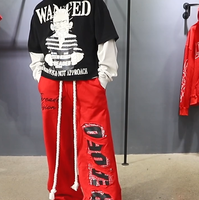 Pantalon de jogging sérigraphié avec strass personnalisé pantalon baggy vintage à jambes larges pantalon de survêtement en coton empilé pour hommes