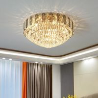 Lampes design modernes de luxe Éclairage créatif Plafonnier rond en cristal K9 doré